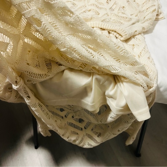 Freshman Small Women Crochet Line Cream Long Sleeve Sheath Dress Resort Wear NWT - Picture 7 of 12